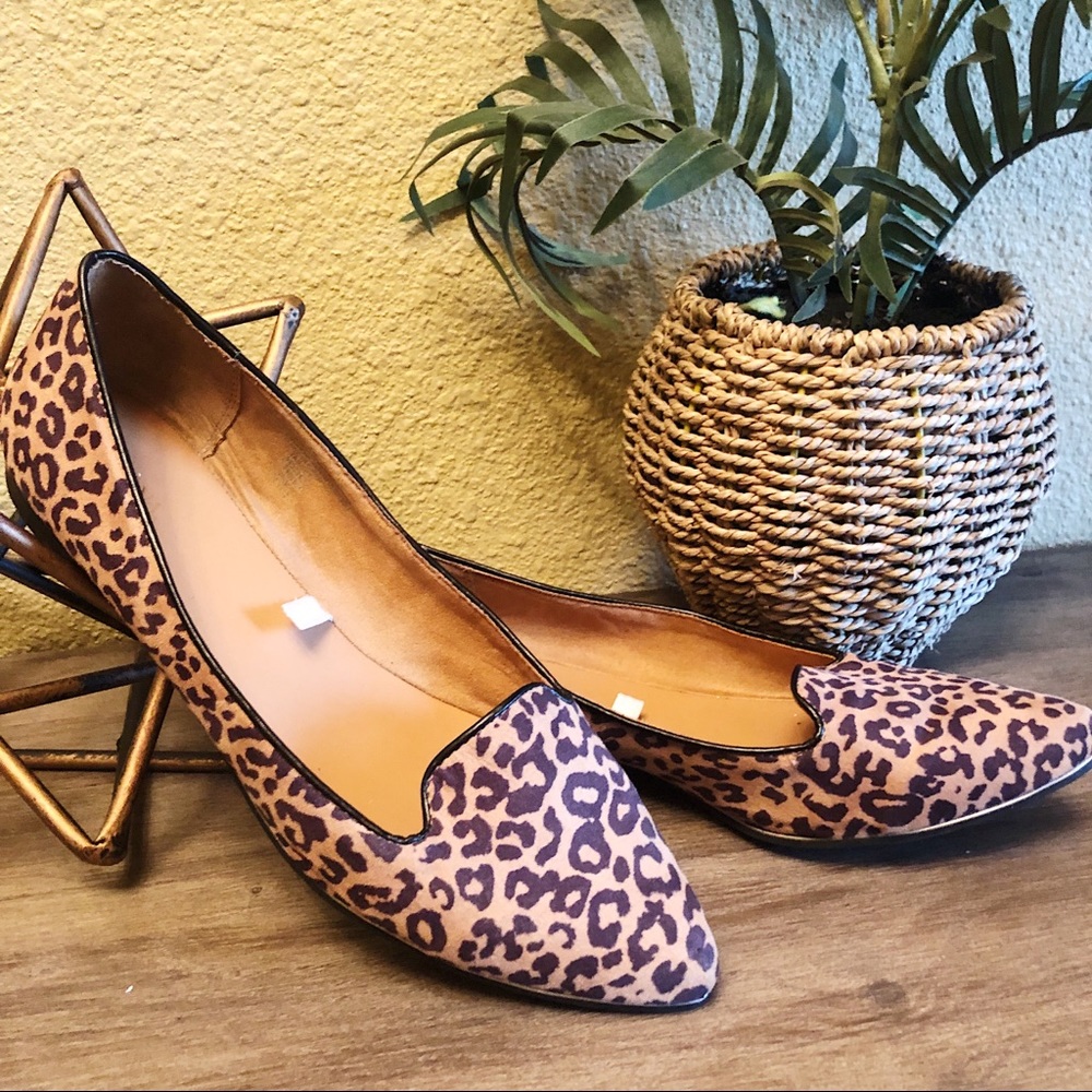 Pointy leopard flats